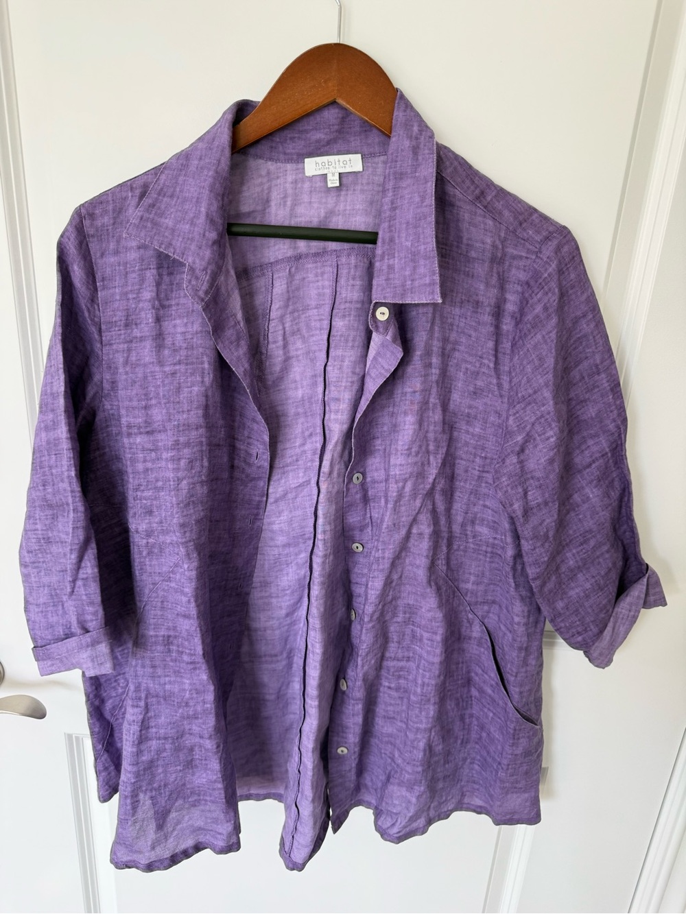 Habitat Linen Oversized Sheer Blouse Size Medium Pockets
